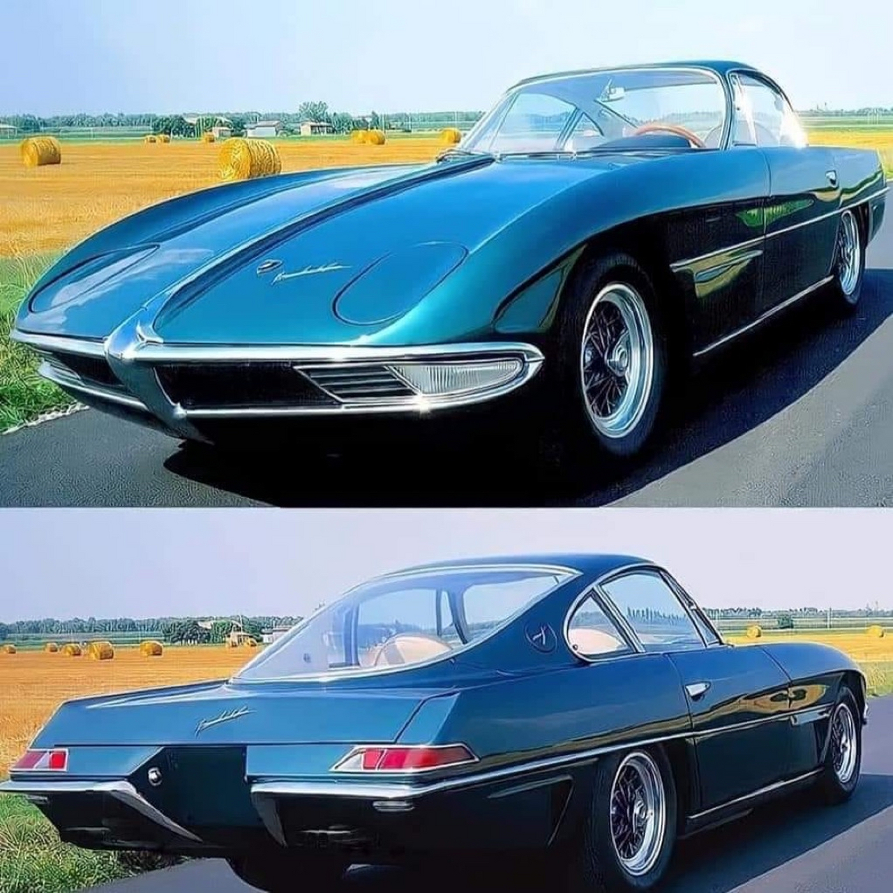 1963年,第一辆兰博基尼350 gtv双座双门跑车,配备v12发动机