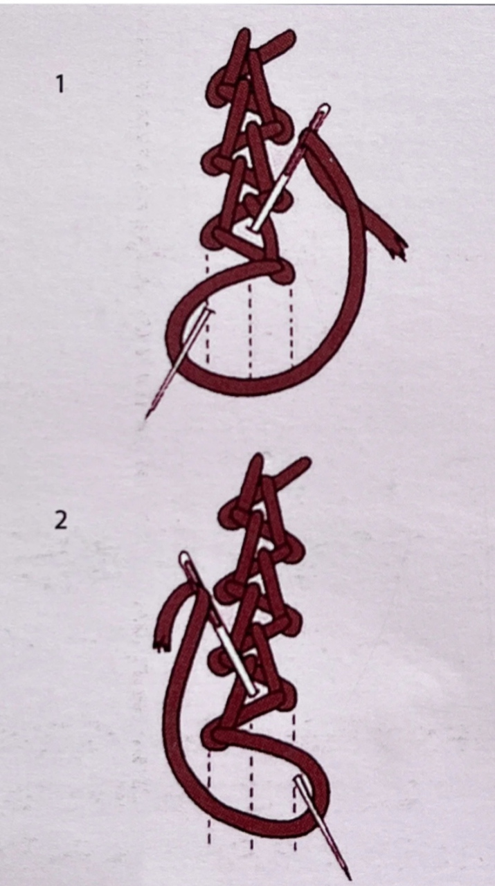 顶好看的针法 它的名字叫西班牙结粒羽毛绣,非常出效果的一个针法,针