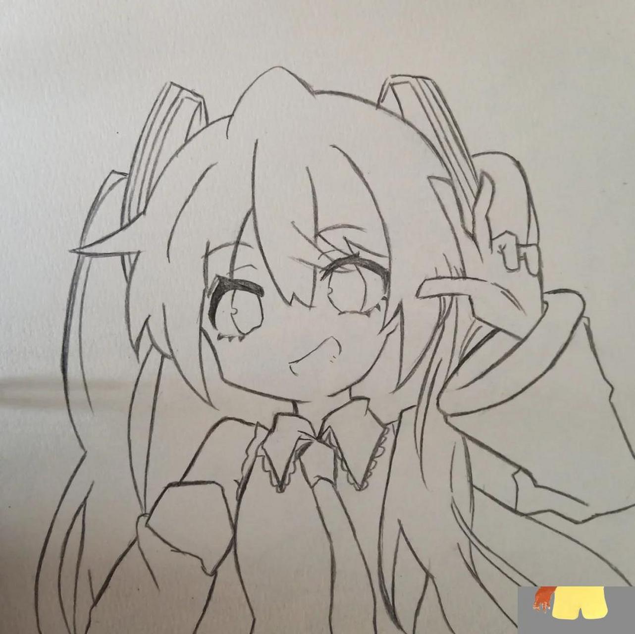 初音未来简笔画 可爱图片