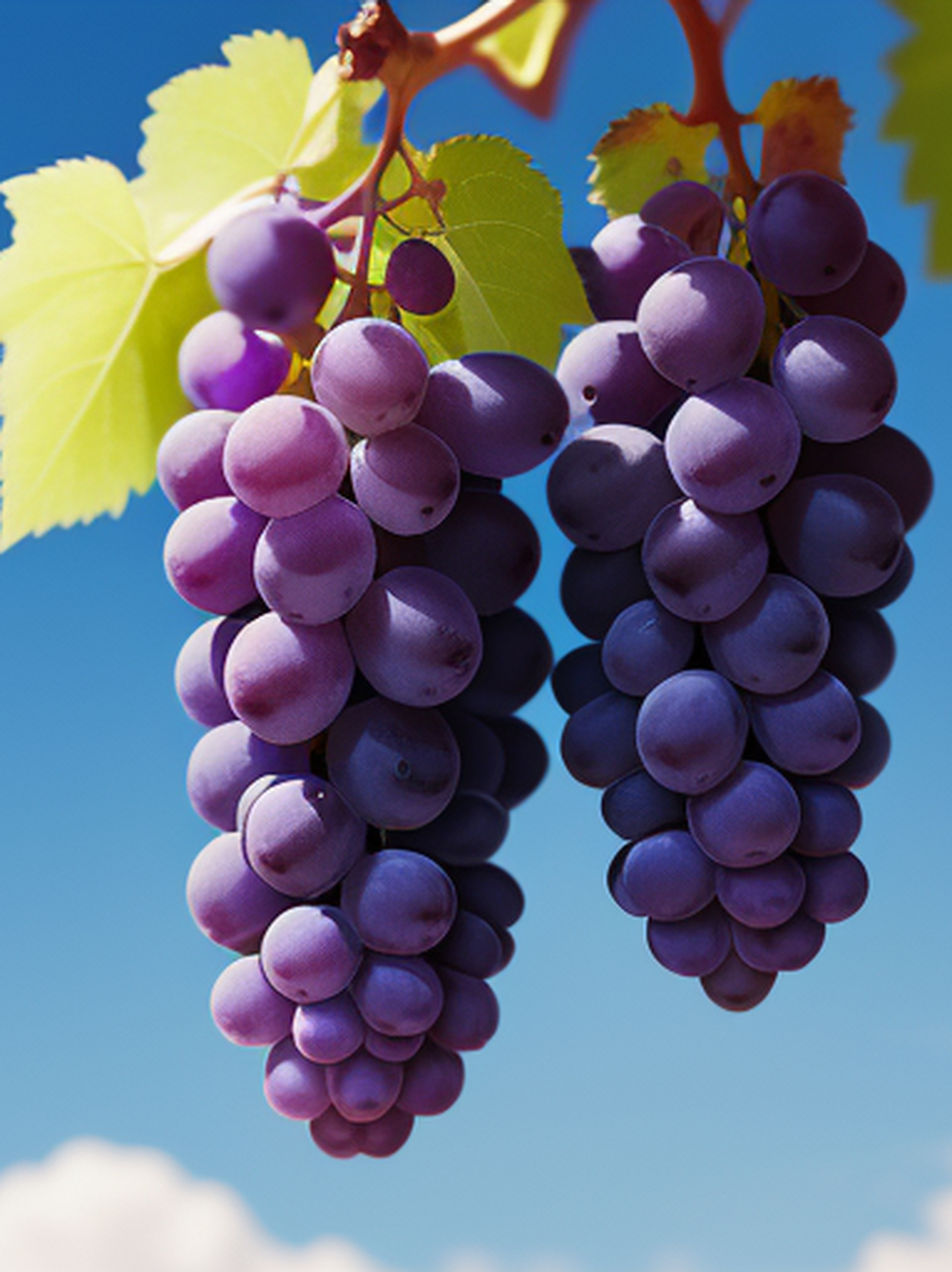 水果图片,蓝天下的紫葡萄