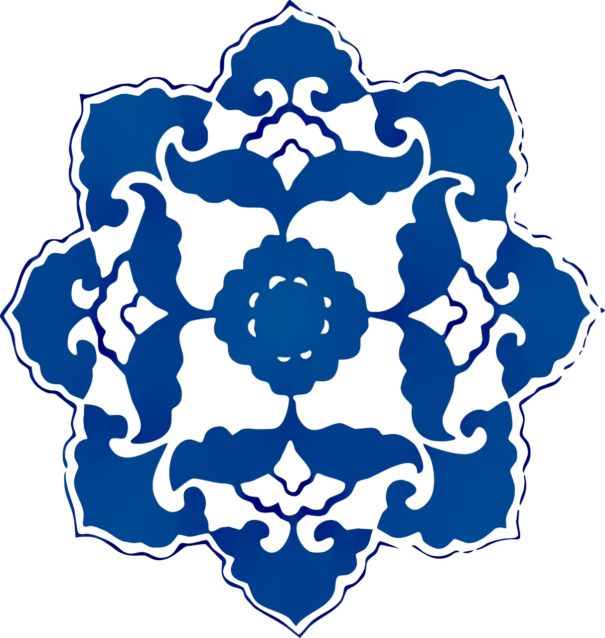 一组中国传统青花瓷纹样欣赏,它们通常用于装饰各种瓷器,使得器物外观