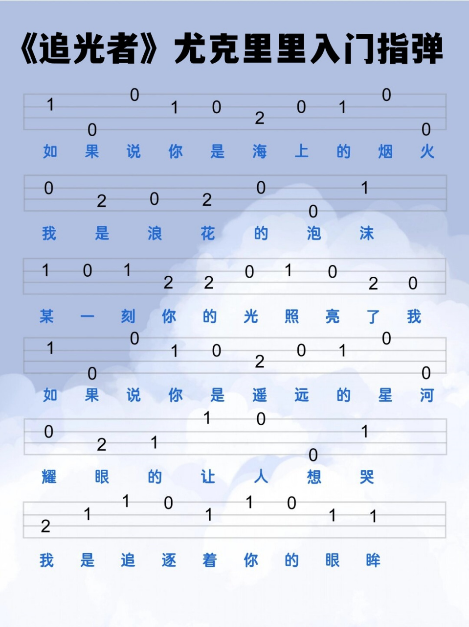 《追光者》尤克里里入门指弹