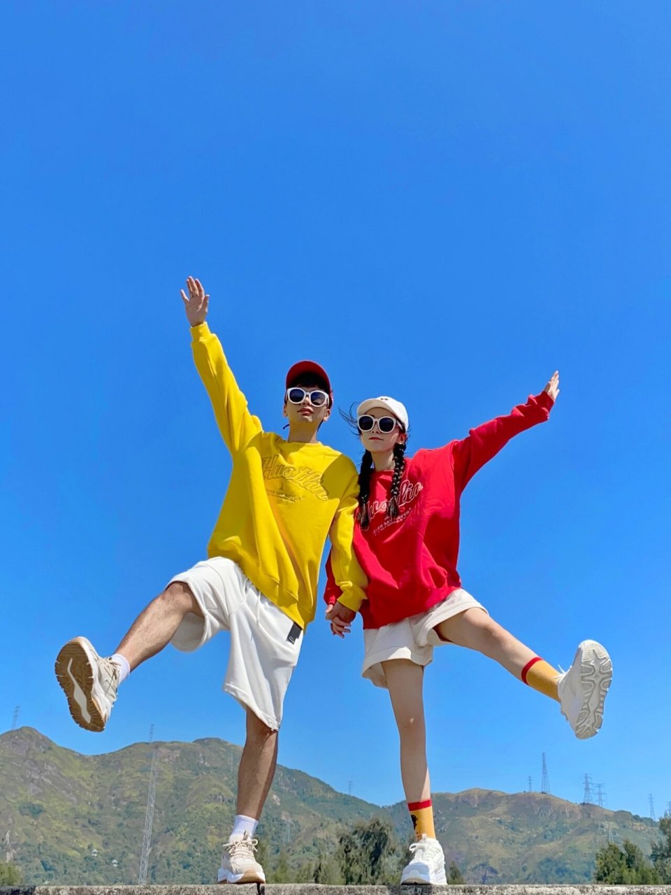 9个不重样情侣天空站姿拍照☁️假期情侣拍照