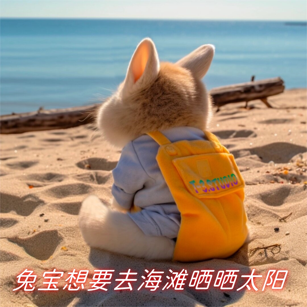兔宝想要去海滩晒晒太阳