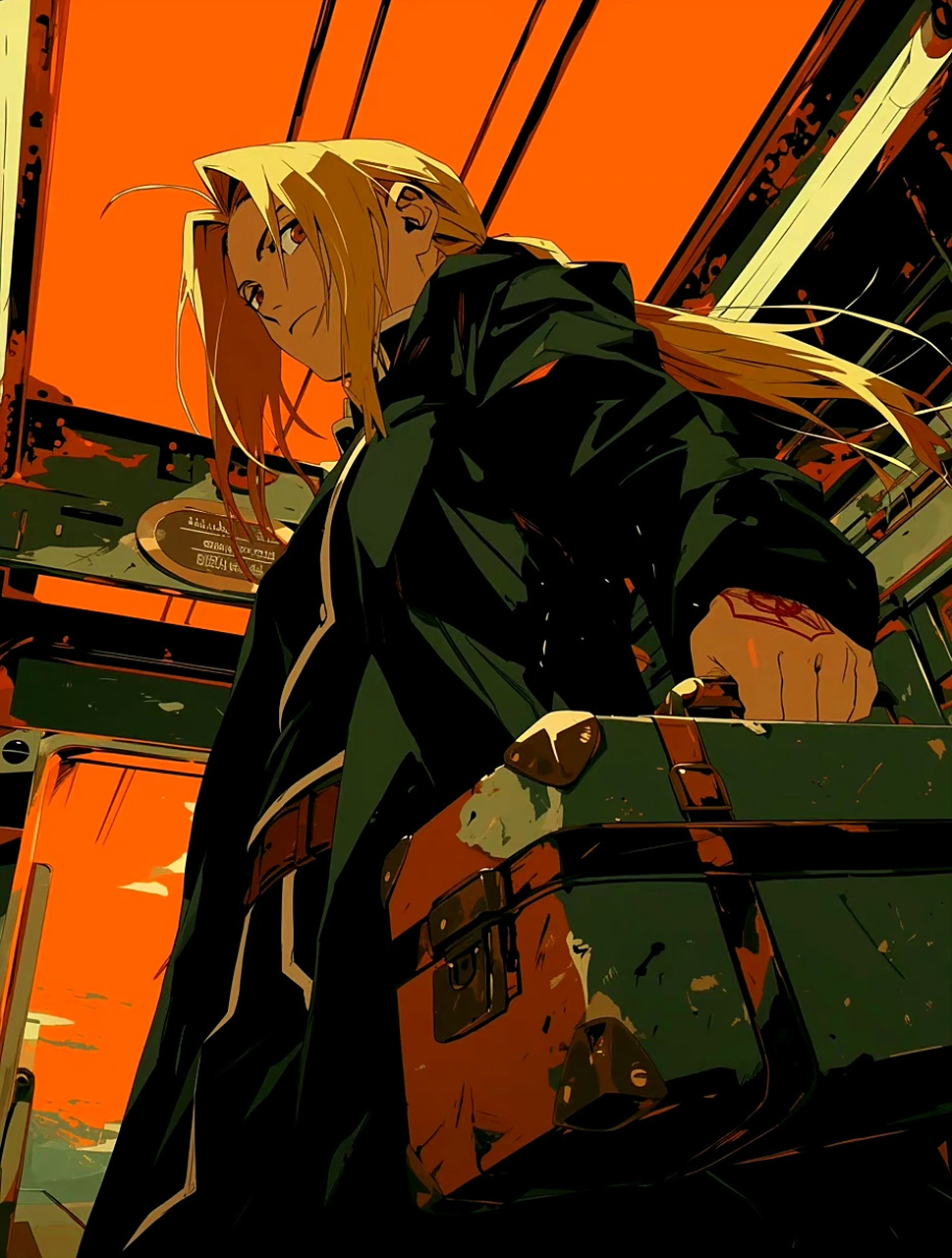 一组动漫《钢之炼金术师》角色插画欣赏,展现了兄弟两人归乡的情景