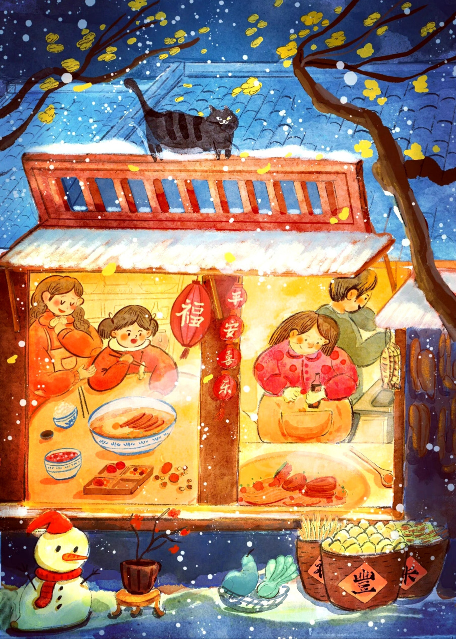 一组动漫场景作品欣赏,展现了人们过年时的景象,场面红火而热闹,by ls