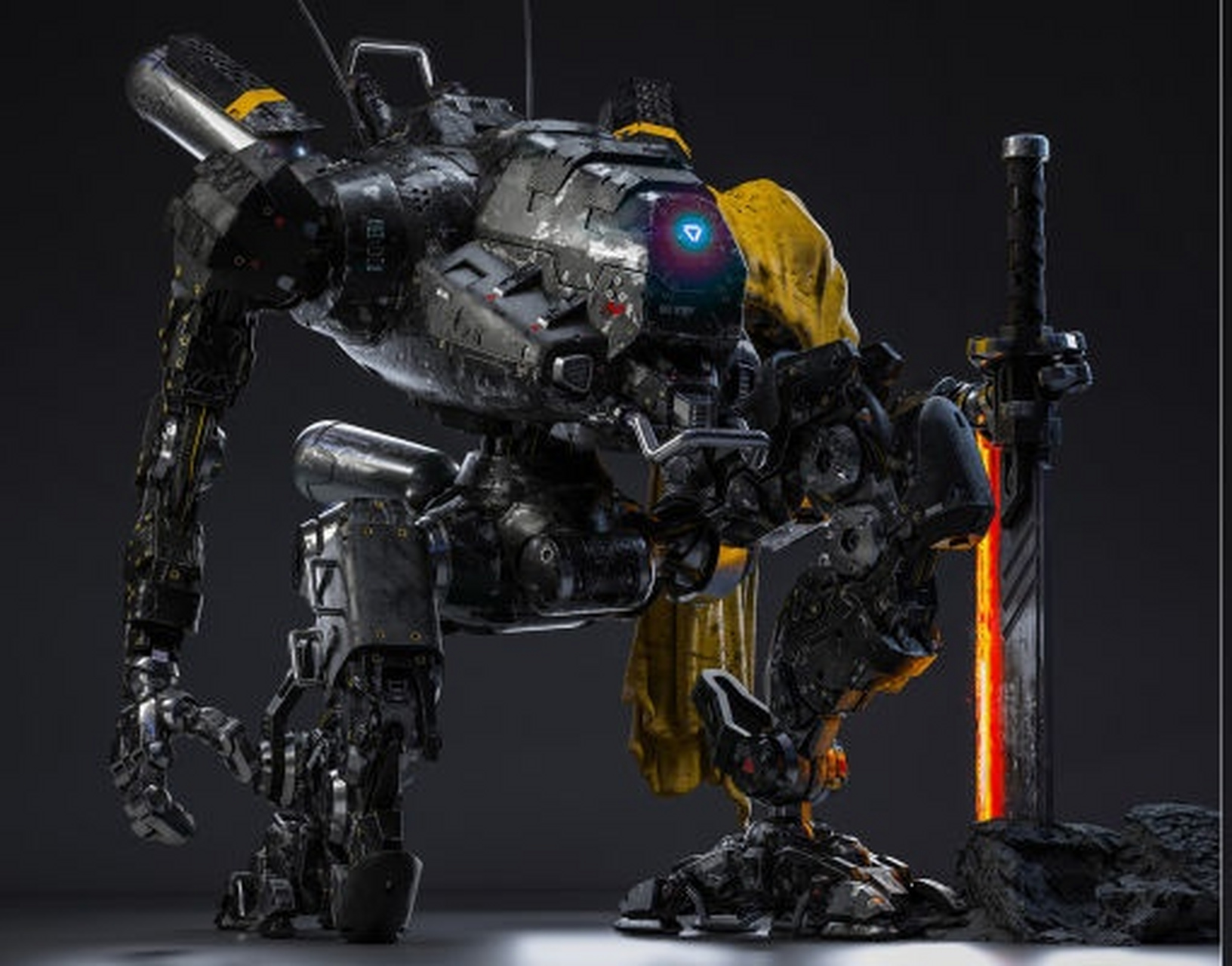 建模欣赏:一组机甲作品建模,采用了双足行走系统,武器系统是一柄电热