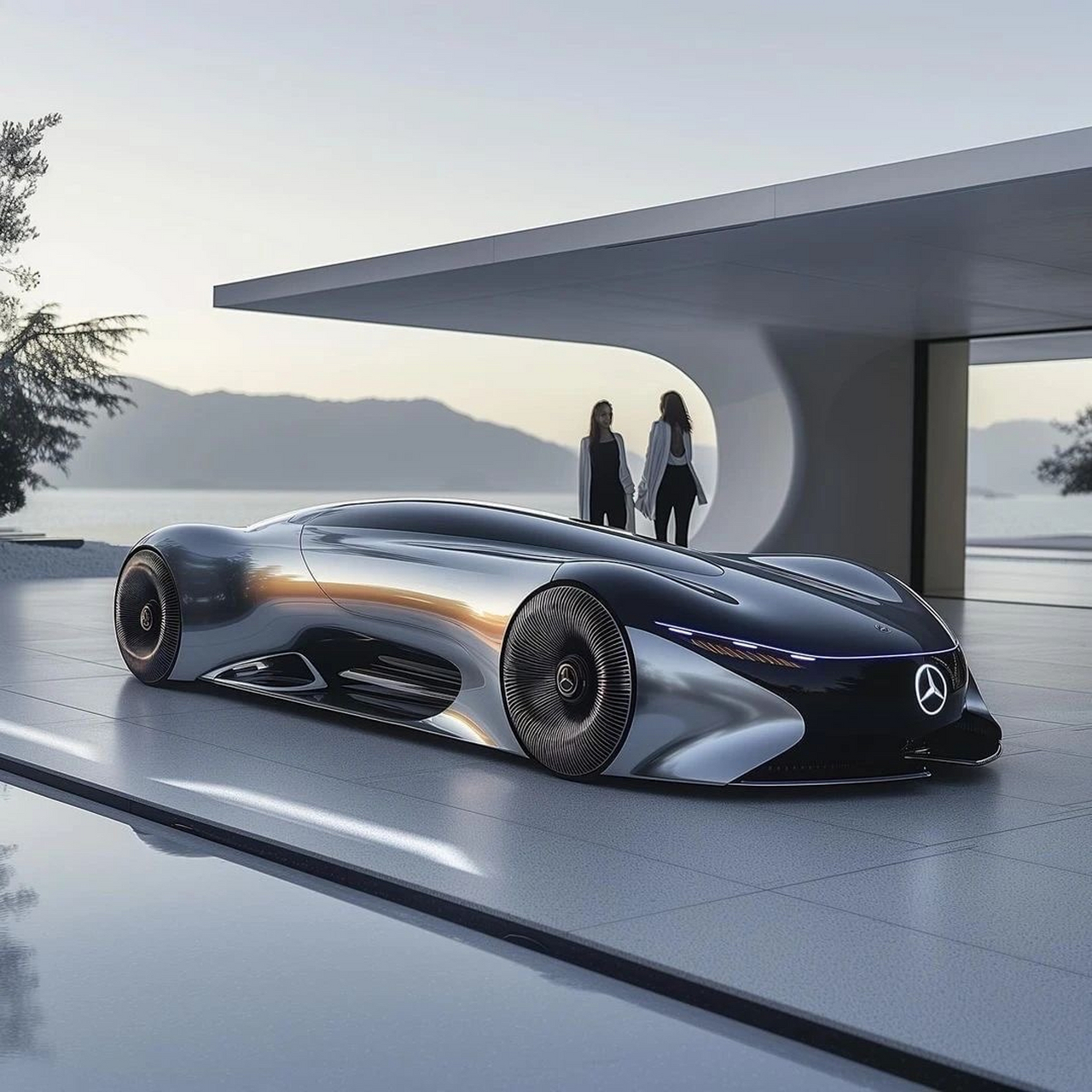 极具未来感的科幻图,奔驰未来超跑假想,帅气不?#汽车# #奔驰