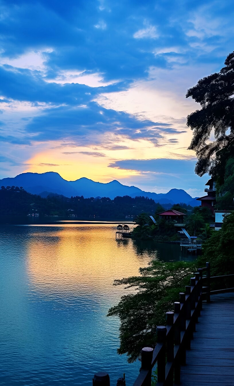 日月潭,湖光山色醉游人