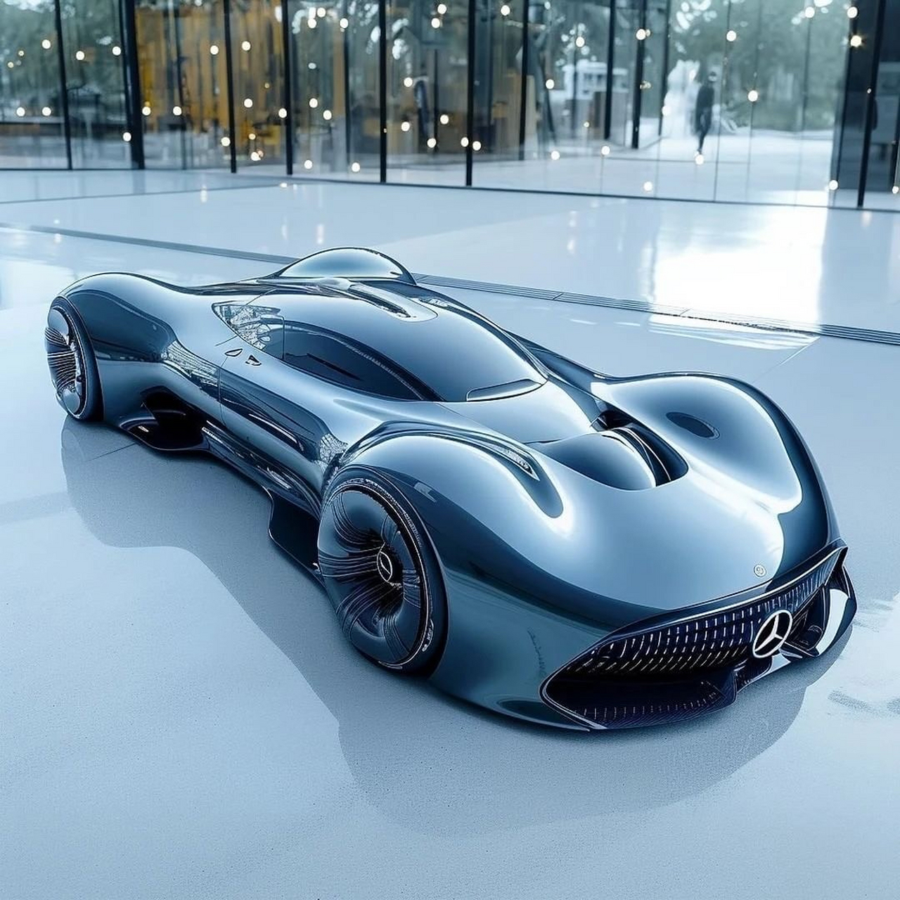 极具未来感的科幻图,奔驰未来超跑假想,帅气不?#汽车# #奔驰