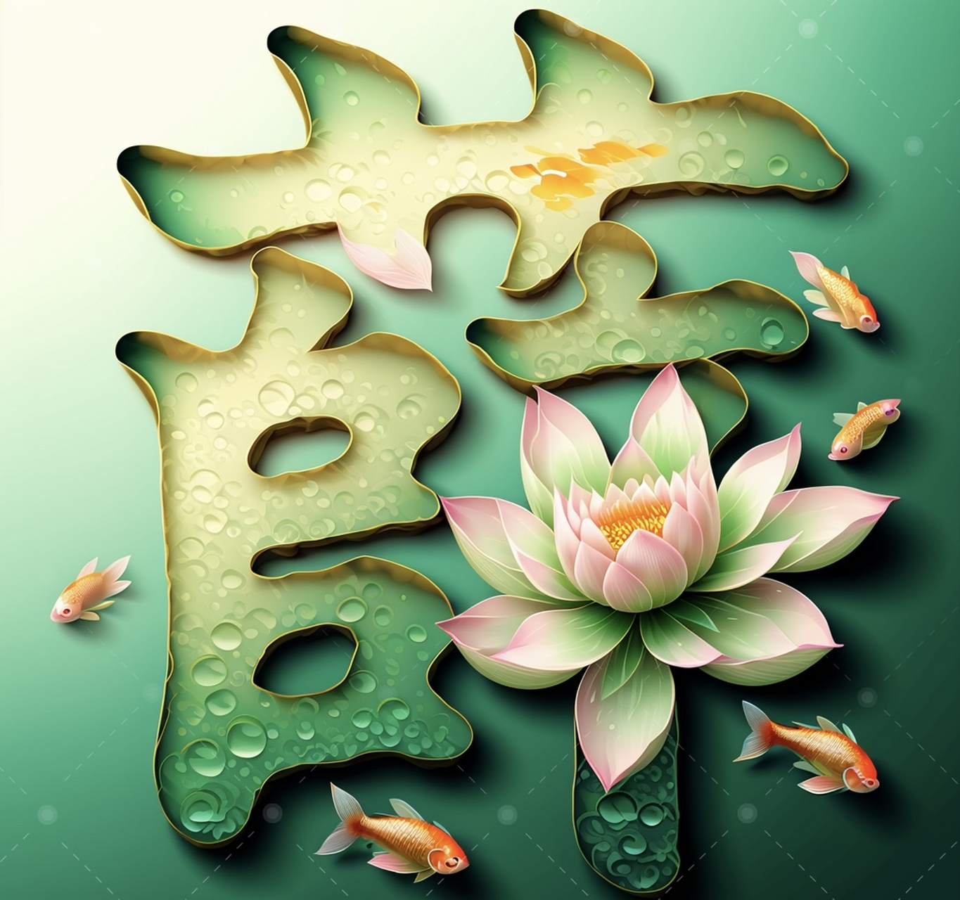 姓氏头像 鱼戏荷花