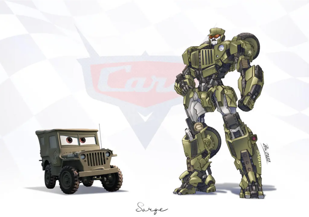 5位汽车总动员角色变形设计,士官长变探长,酷姐变阿尔茜