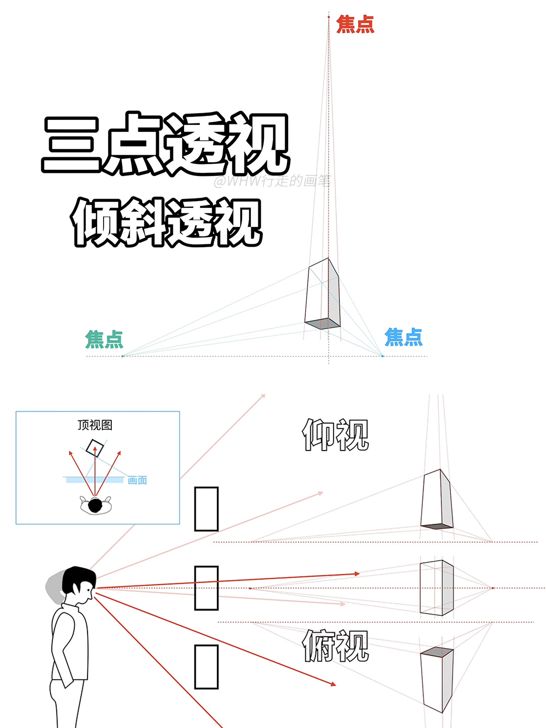 在绘画中,一点透视与二点透视比较常用,尤其二点透视(成角透视)最为