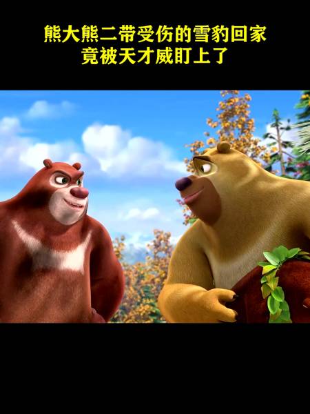 熊大熊二带受伤的雪豹回家竟被天才威盯上了