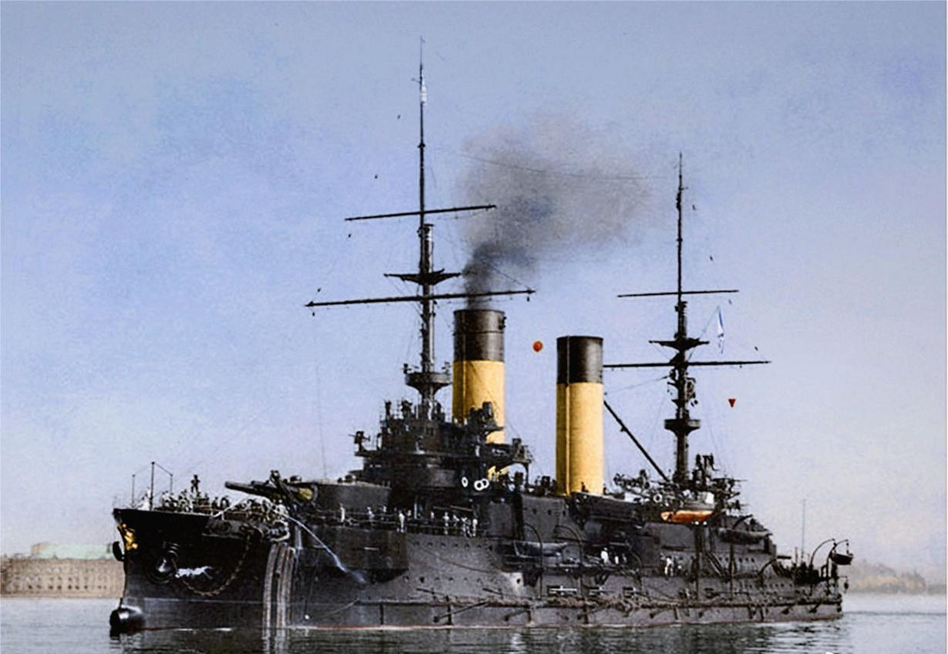 战舰欣赏:沙俄海军"鹰"号战列舰,该舰是博罗季诺级战列舰4号舰.