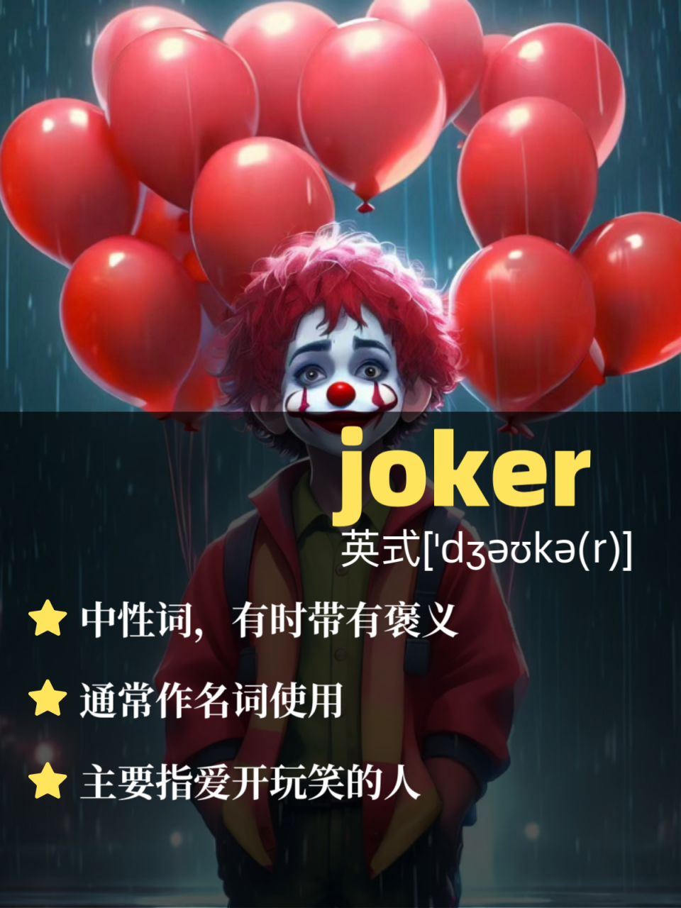 小丑英文  [火焰]常见的小丑叫法有两种,今天我们来了解看看他们的
