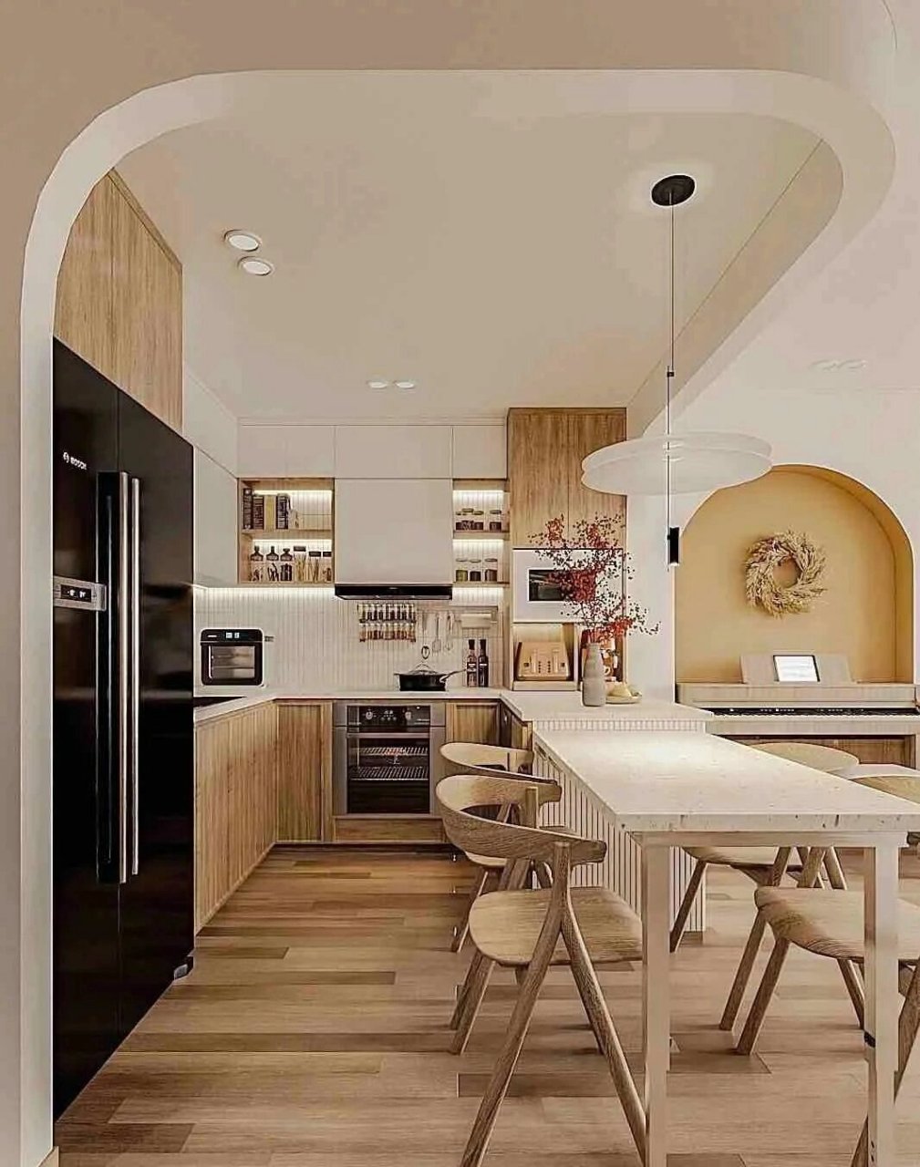 🍳  🎉整理出六款2024年绝对流行的圆弧形开放式厨房设计,简直是