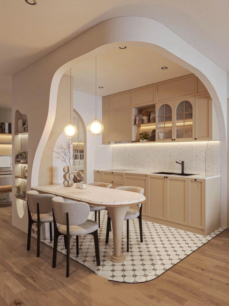🍳  🎉整理出六款2024年绝对流行的圆弧形开放式厨房设计,简直是