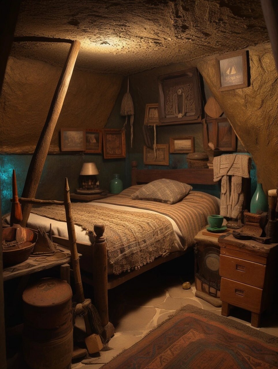 一个金字塔地下墓室卧室,就问你觉得瘆人不  身处金字塔地下墓室卧室