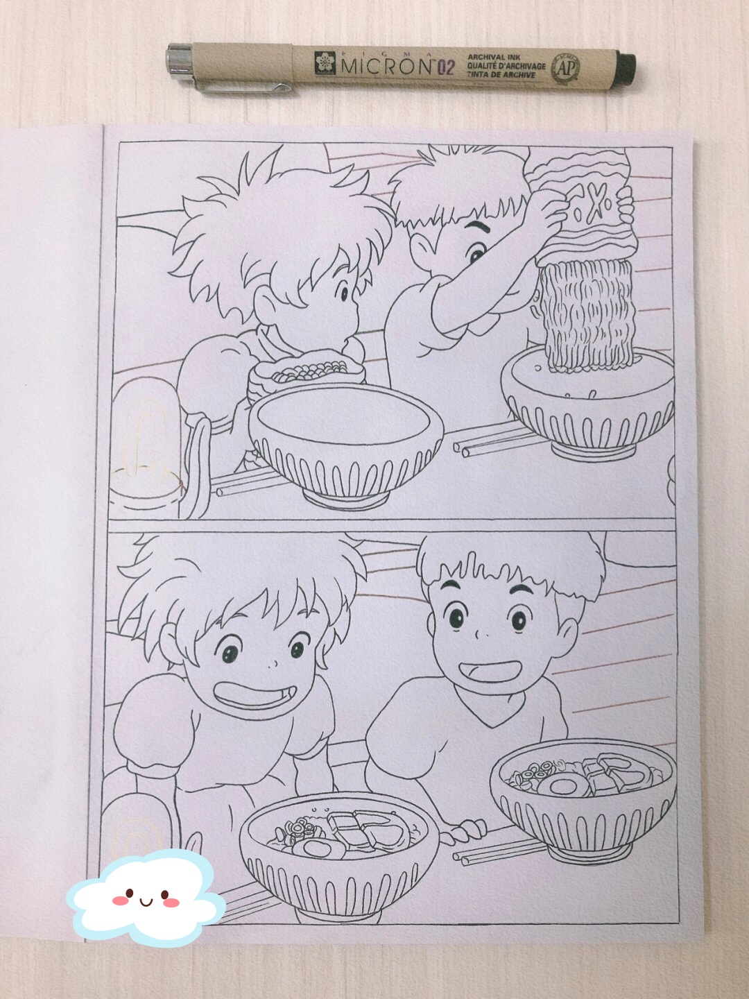 马克笔手绘波妞&宗介  波妞,那个活泼可爱的小女孩,总是带着一抹天真