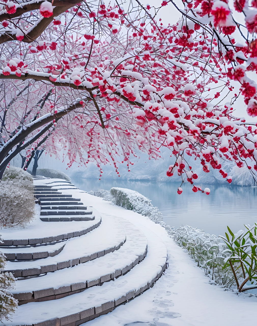 大雪纷飞美景实景图片