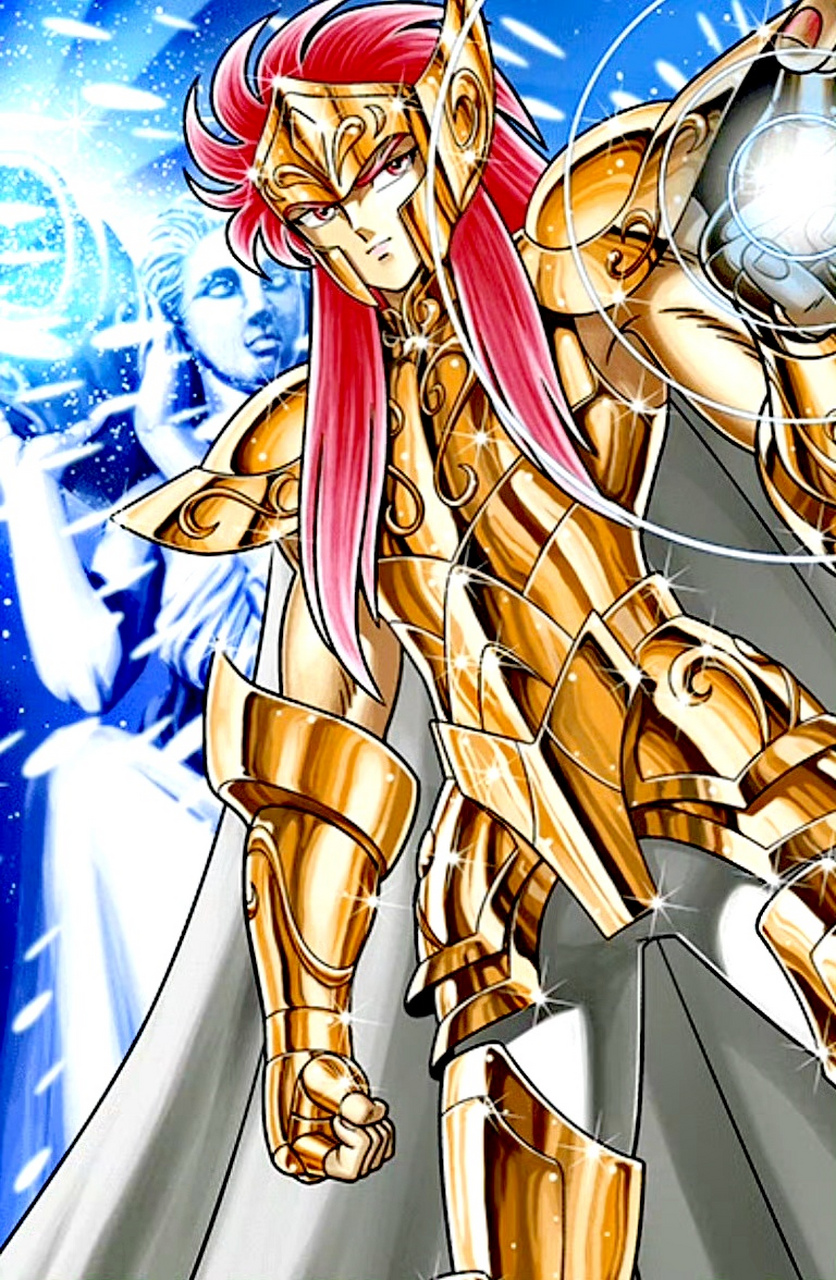 一组圣斗士星矢水瓶座黄金圣斗士卡妙的角色插画,按设定今天是他的