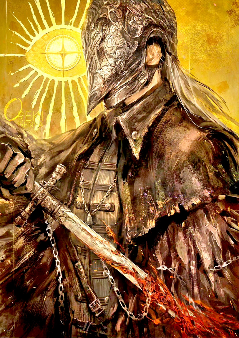 画师oreki genya绘制的一组游戏《血源诅咒》同人插画,用绚丽明快的