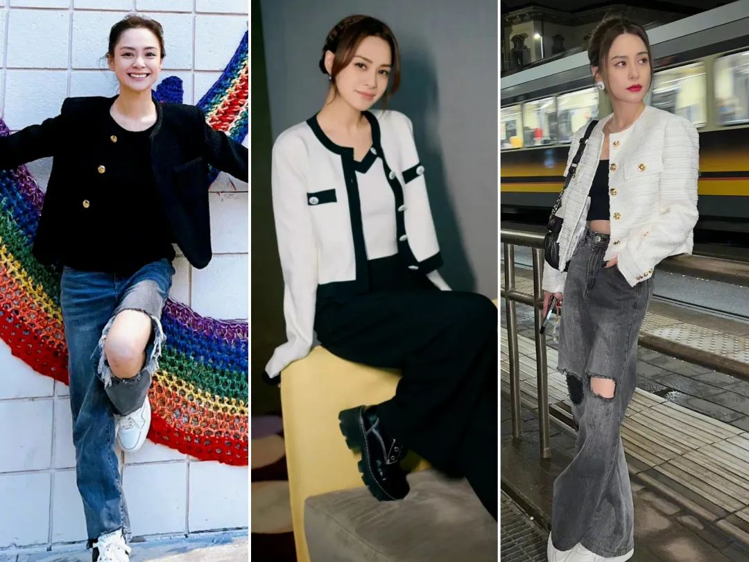 比如小骨架圆身,头肩比一般的阿娇,比起贴肤软塌的衣服(上),更适合穿