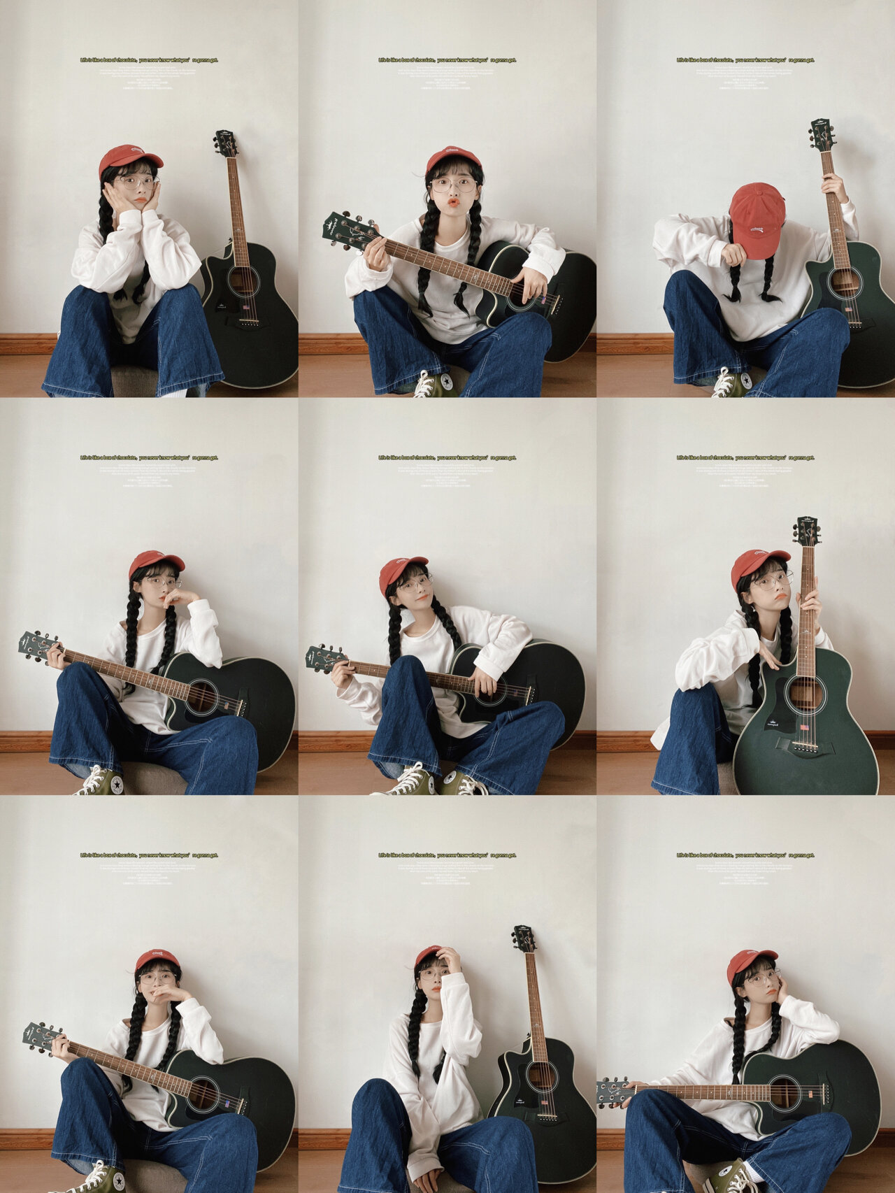 居家拍照姿势文艺青年吉他拍照pose|||  前几天有小可爱问我吉他怎么