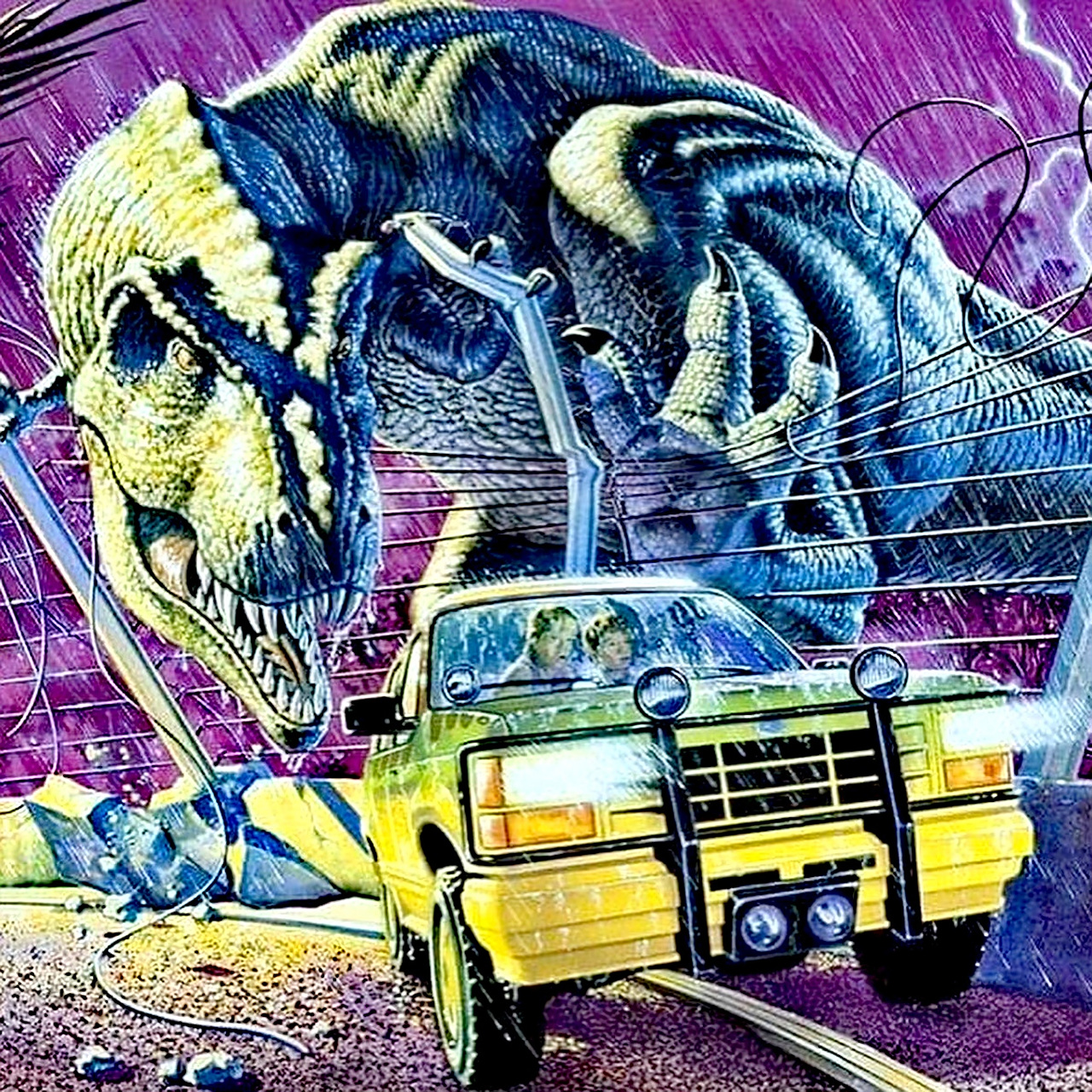 当年推出的《侏罗纪公园》插图 ​​​,由名家绘制,再现了剧中