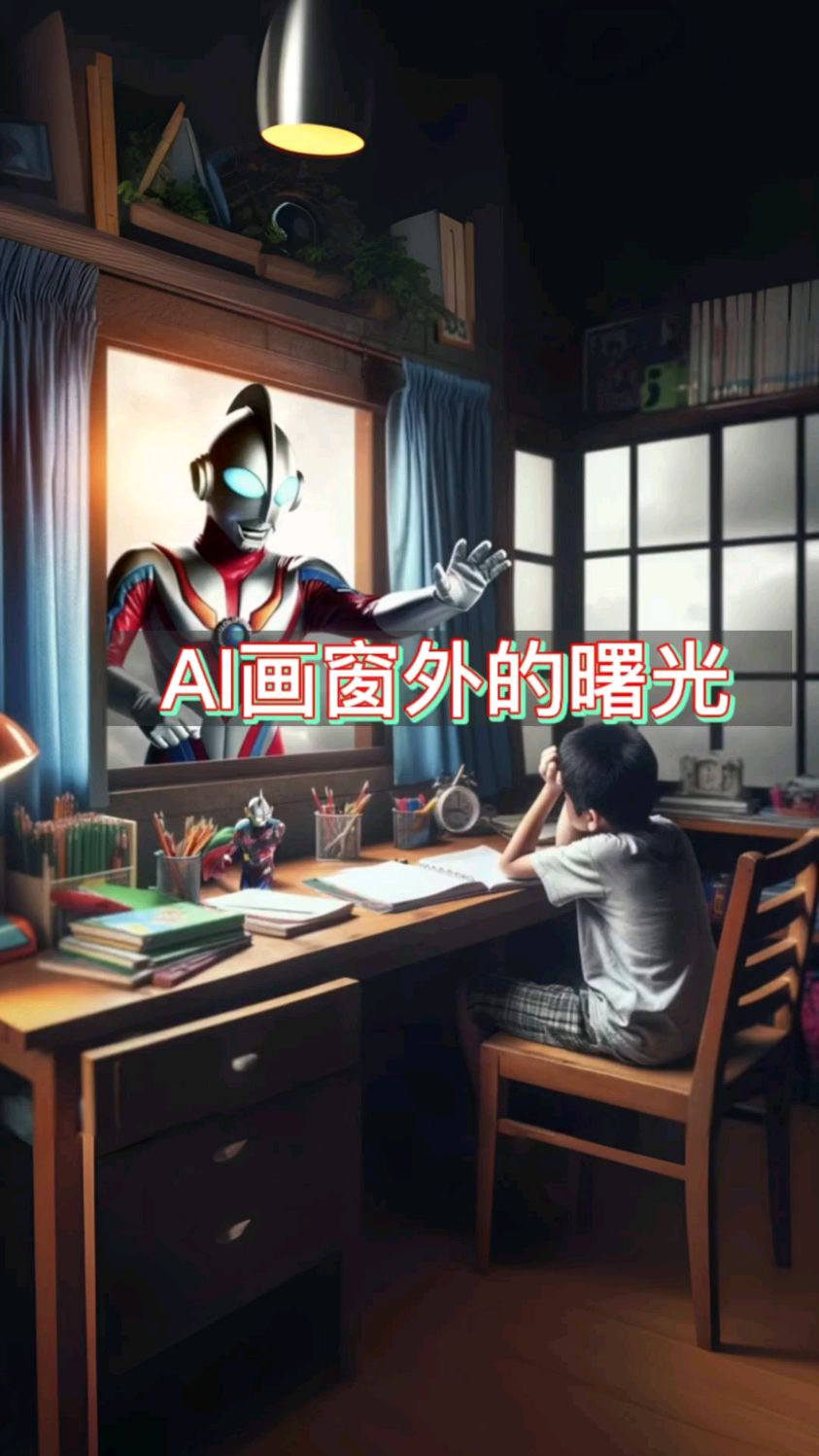 当小孩不会写作业窗外的奥特曼是曙光吗ai趣味画画