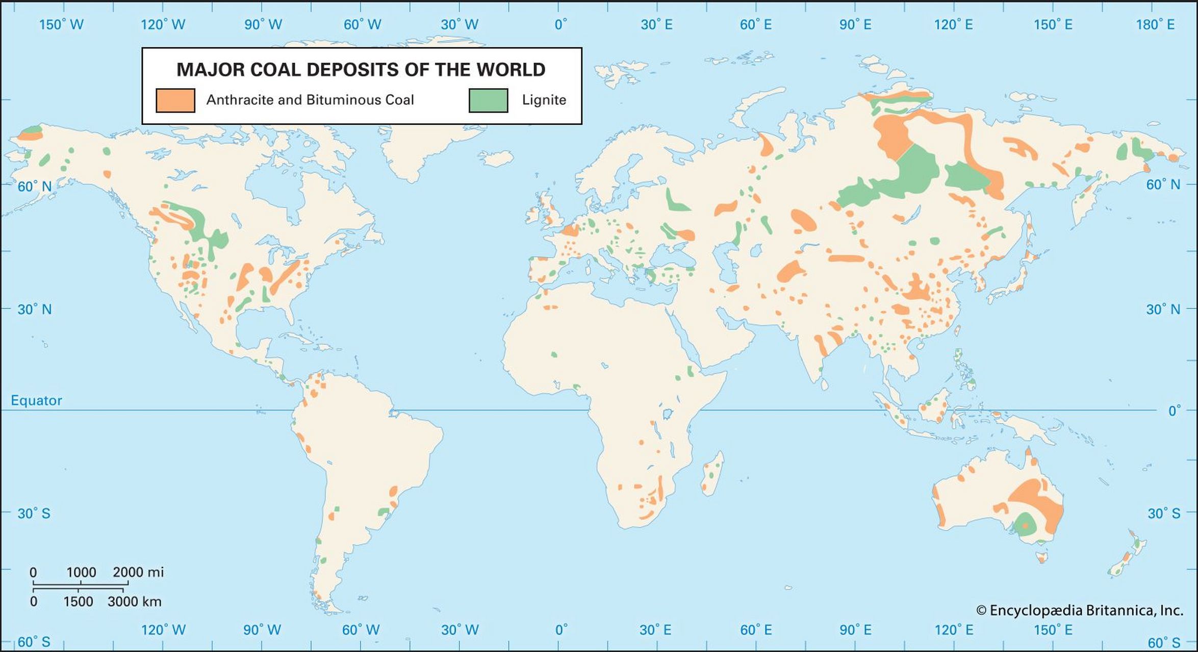 世界煤炭分布地区地图图片