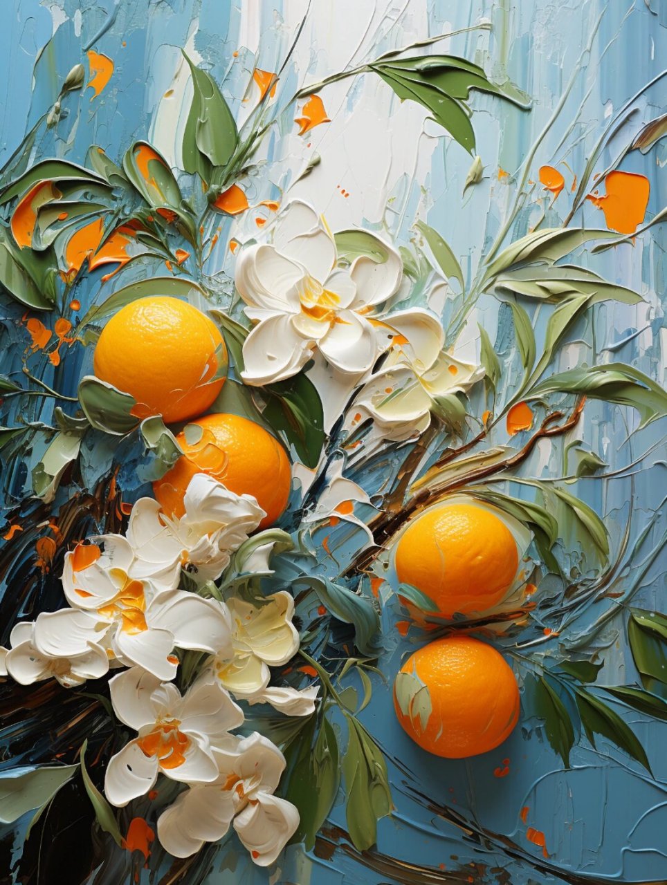 油画风的柑橘栀子花  拜托了大数据 能找到橘子姐妹们吗