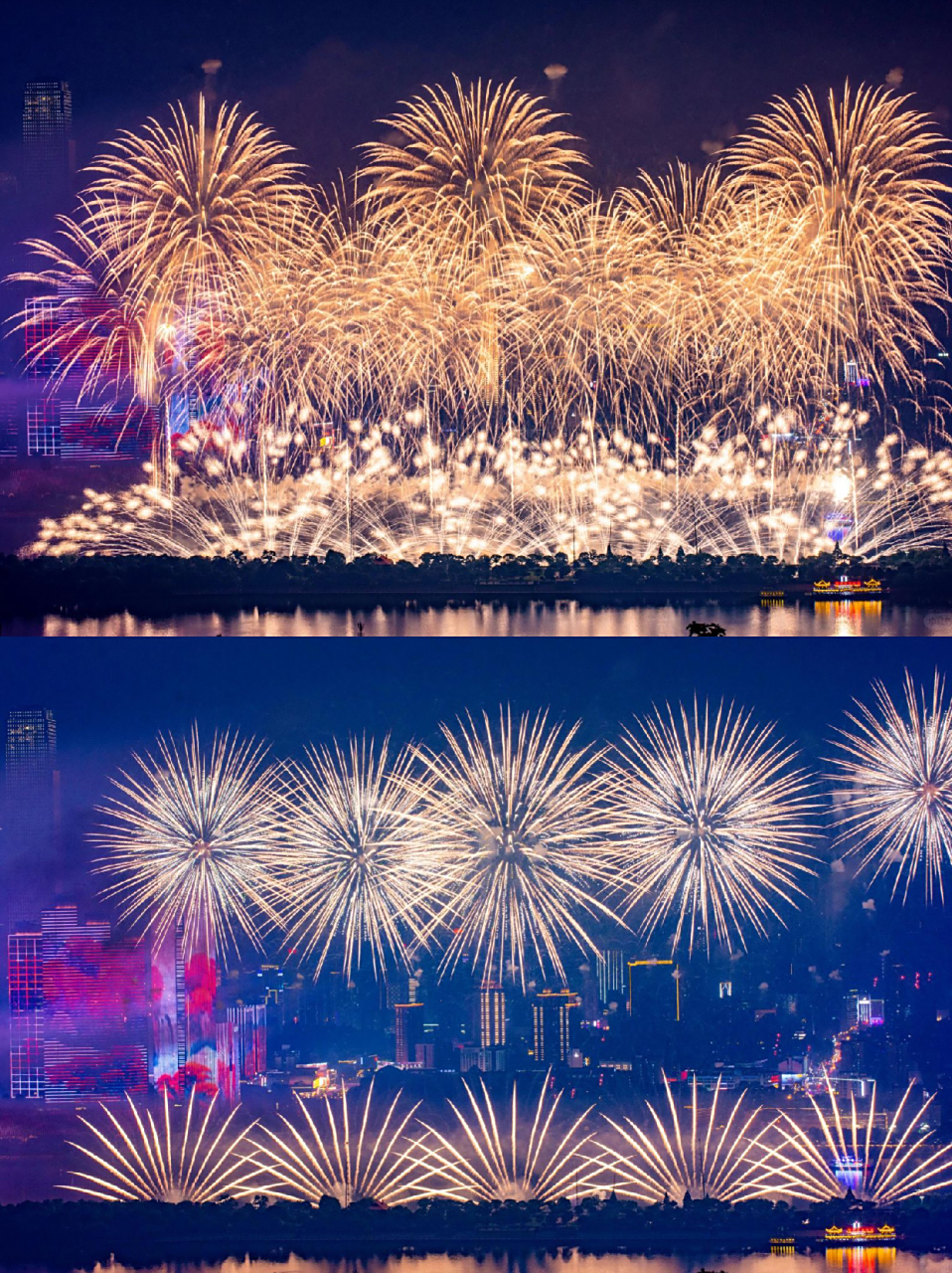 长沙,这座被誉为"浪漫之都"的城市,在烟花绽放的璀璨夜晚,展现出了它