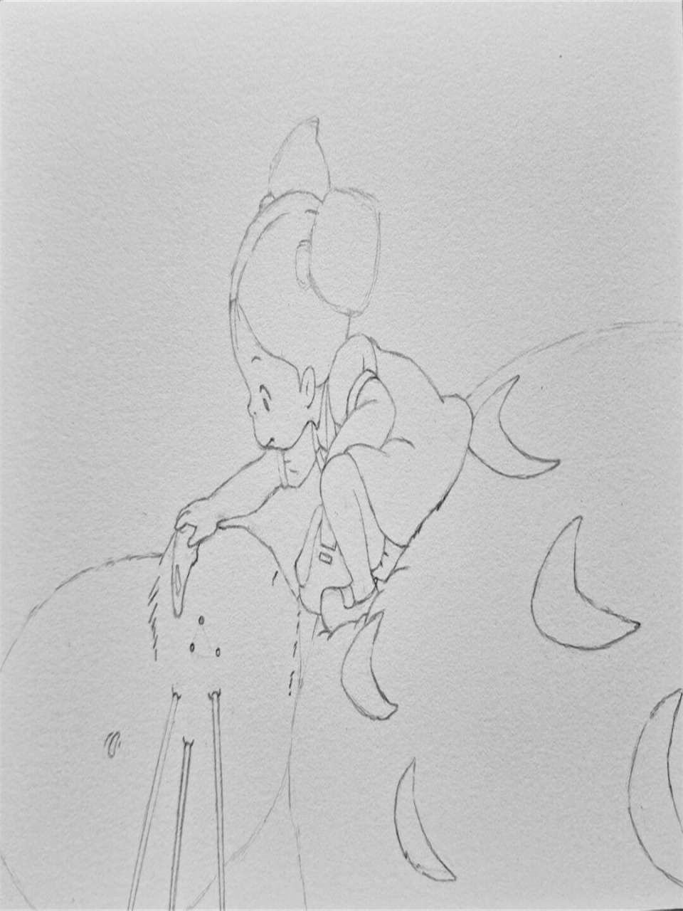 龙猫 小梅线稿  所用勾线笔为樱花品牌的黑色系列,笔尖规格有0.3和0.