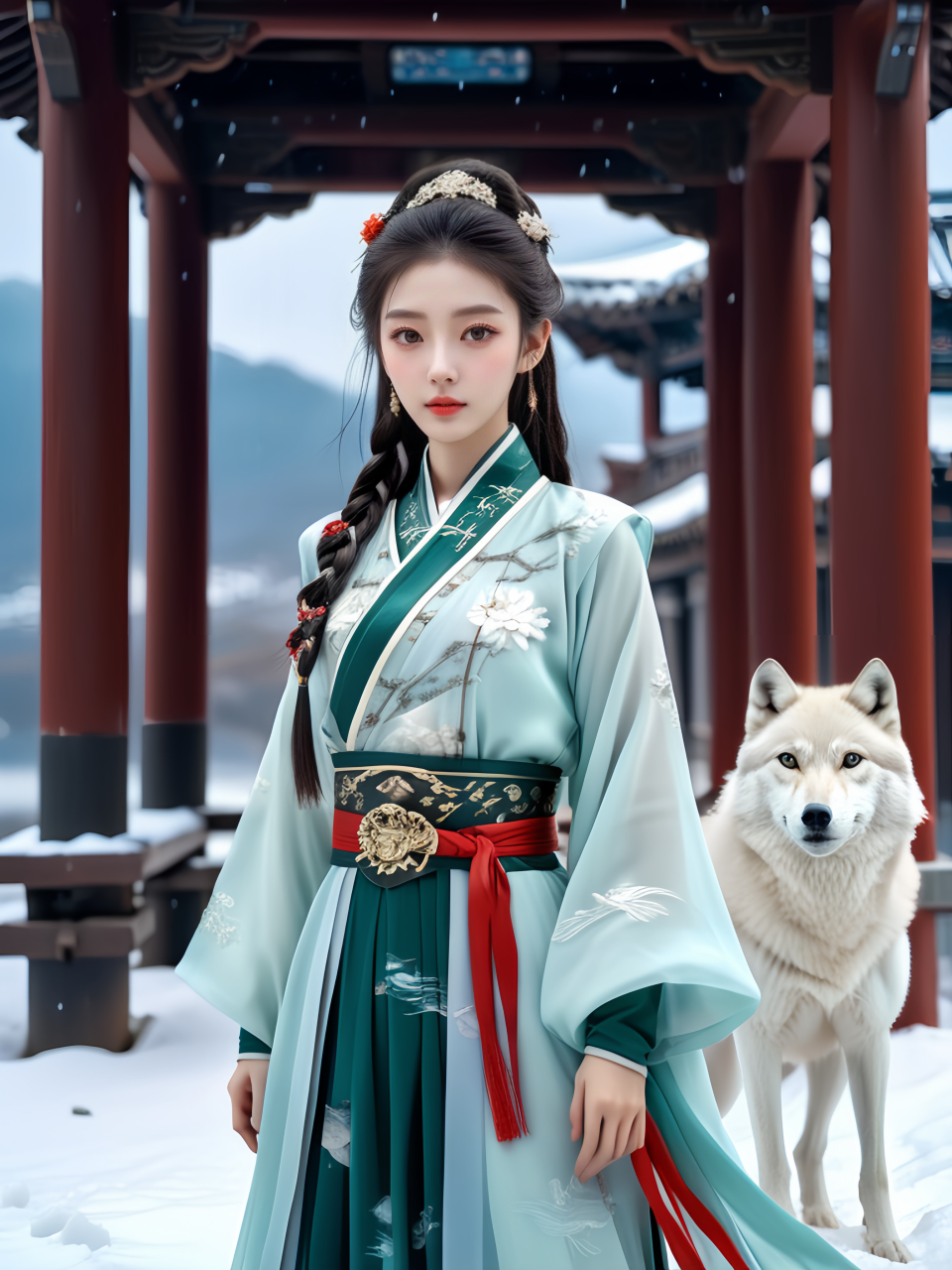 汉服古韵第十篇雪狼公主[鲜花]  超酷汉服ai写真～雪狼公主95 喜欢