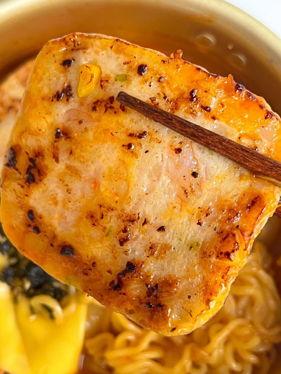 今日份早餐 韩式芝士午餐肉拉面 海鲜午餐肉 泡面 芝士片 年糕 泡菜