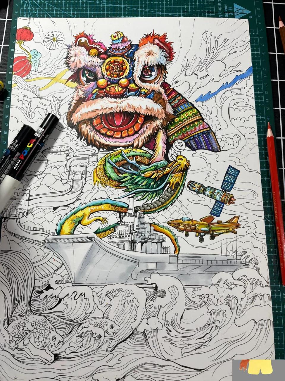 国潮插画 @绘画图的小玖  临摹这位作者的作品!