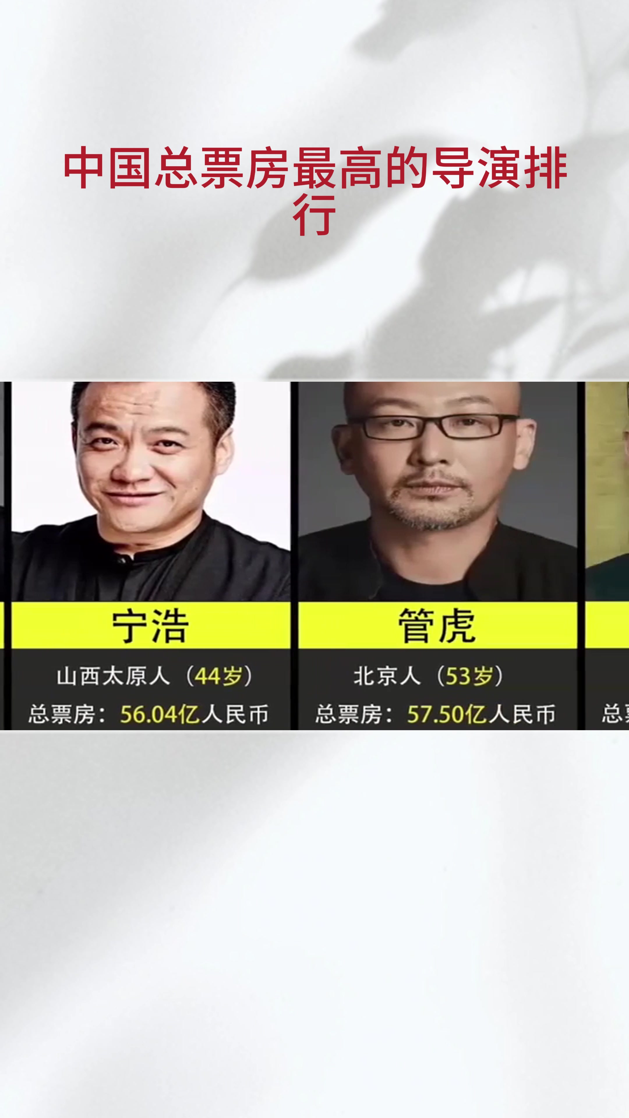 中国总票房最高的导演排行