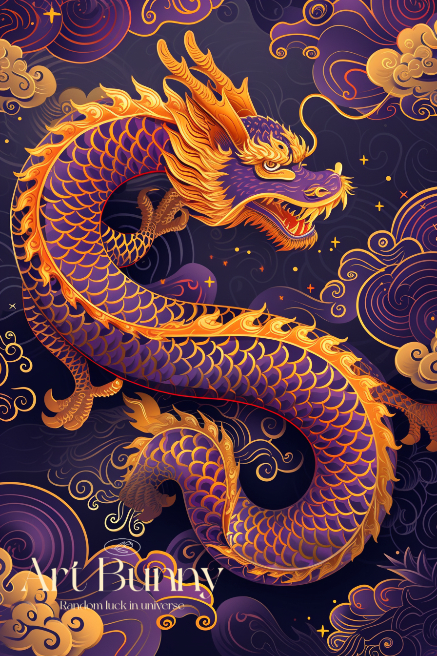 时尚数字艺术家artbunny24年〖潮龙寓福〗壁纸设计