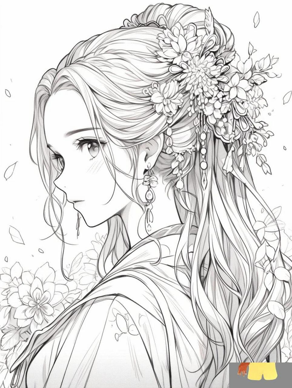 古风女生线稿 咋就说有没有简单点的