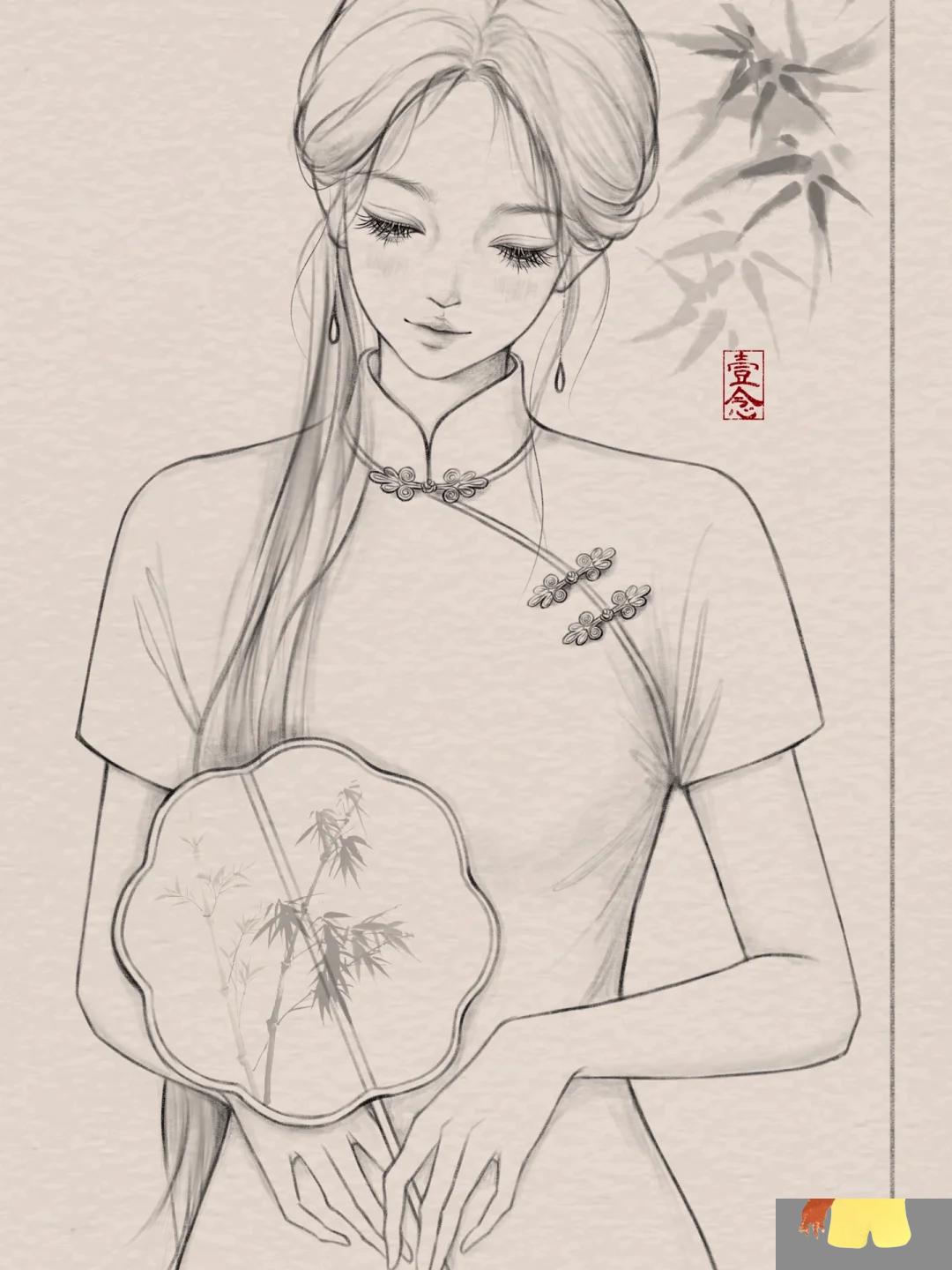 小扇引微凉 很久没画古风了