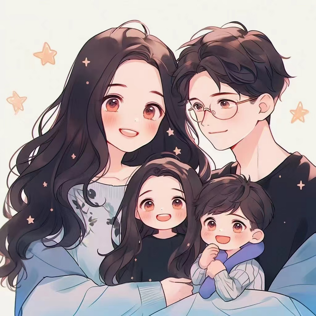 一家四口头像[挤眼] 家有二胎一男一女宝贝的家庭可以用起来咯[心]