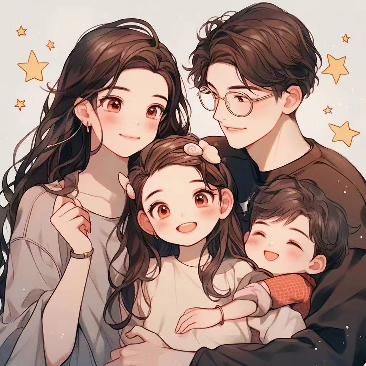 一家四口头像[挤眼] 家有二胎一男一女宝贝的家庭可以用起来咯[心]