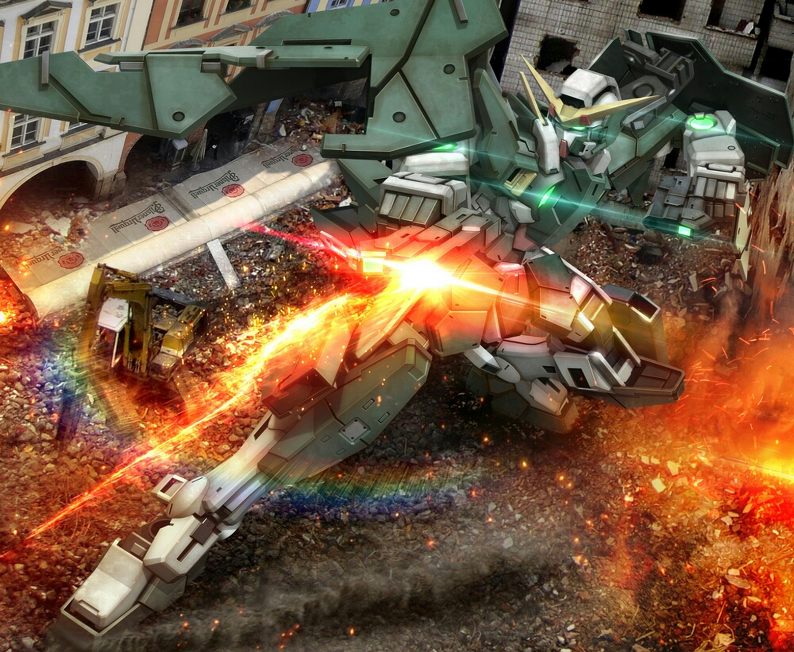 画师hiropon机动战士高达插画作品欣赏,描绘了高达00中的机体战斗的