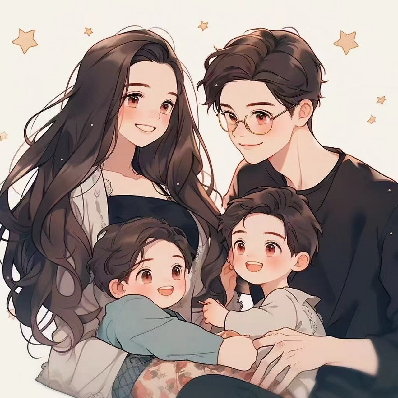 一家四口头像[挤眼] 家有二胎一男一女宝贝的家庭可以用起来咯[心]