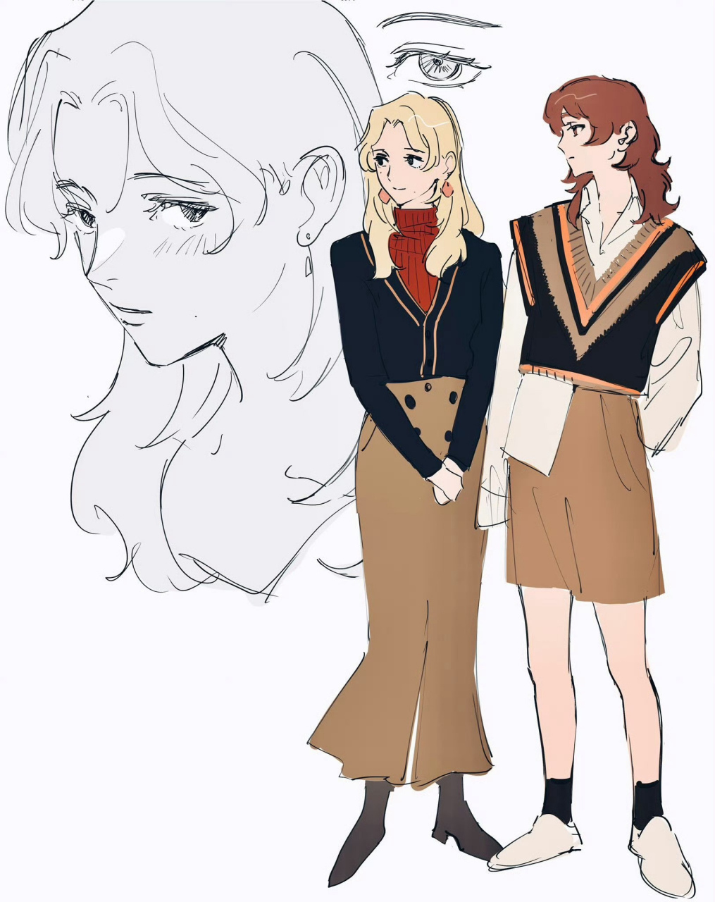 一组动漫人物设计作品欣赏,画风清新细腻,描绘了服饰时尚华丽的角色