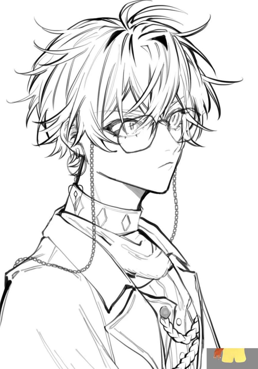 帅气男生线稿 一组二次元男生线稿分享 学会画帅哥