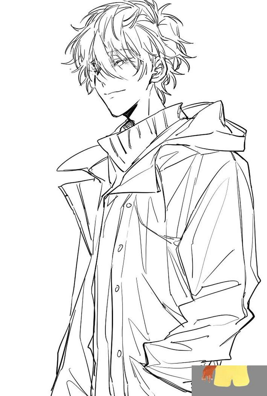 帅气男生线稿 一组二次元男生线稿分享 学会画帅哥