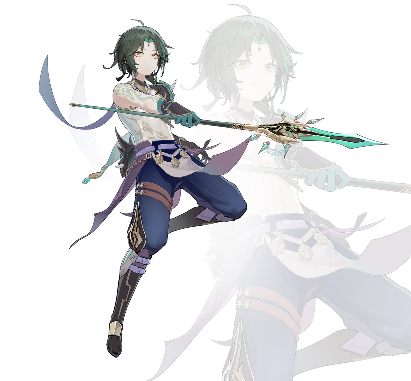 护法夜叉——魈 #原神# 画师:ryb的三色盒子 #2月图文动态激励计划